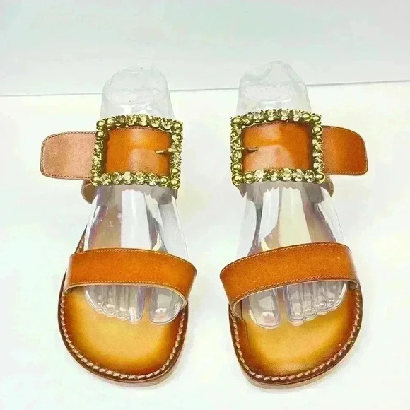 Emanuele Crasto Cuoio (brown) Leather Slides Size 9 Euro 39 - Picture 4 of 10